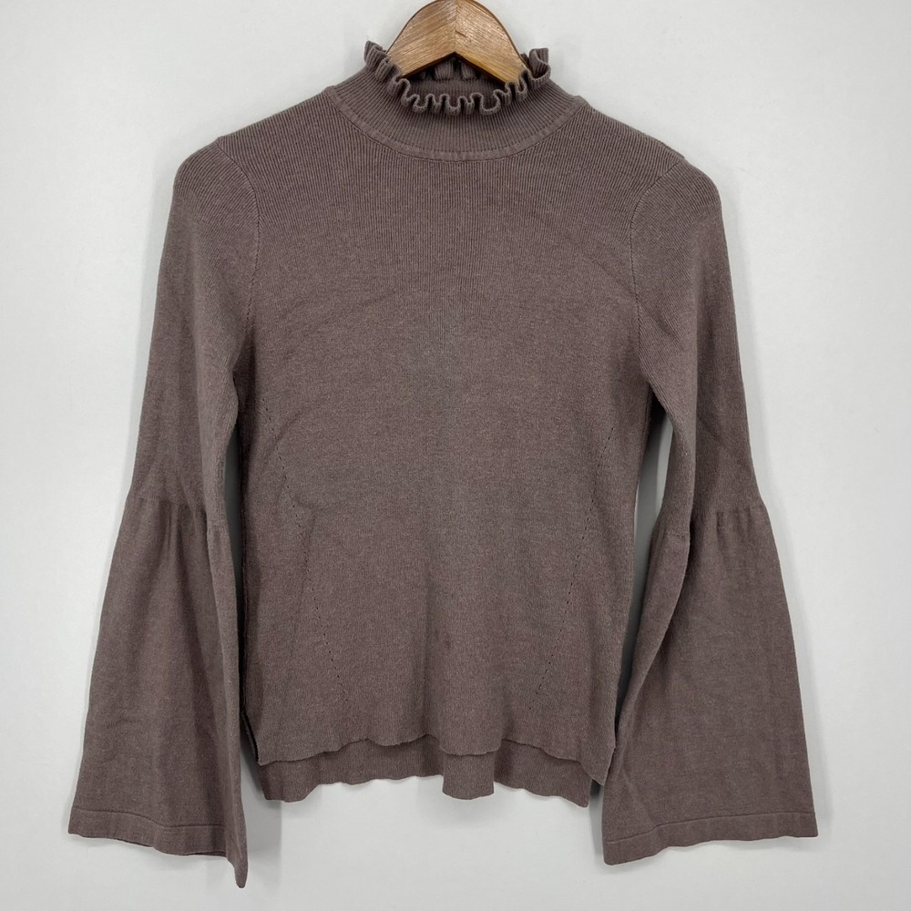 Anthropologie Evidnt Los‎ Angeles Sweater Women's Size L Gray Brown Solid Rayon